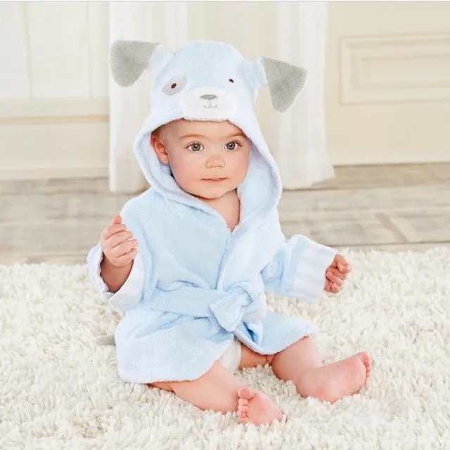 Baby bathrobe with hood and motifs of animals 13
