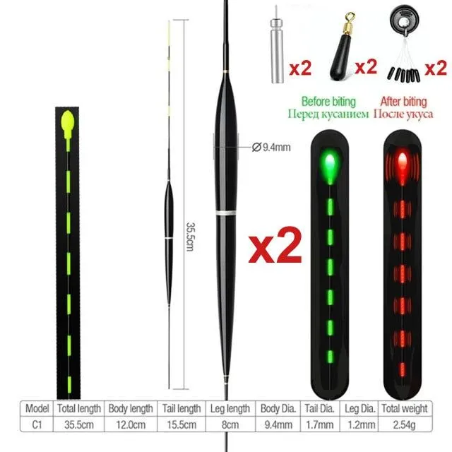 Summer Fishing Smart LED Float 2pcs Bite Alarm Fish Light Color Automatic Night Electronic Changing Buoy with Battery CR4252022