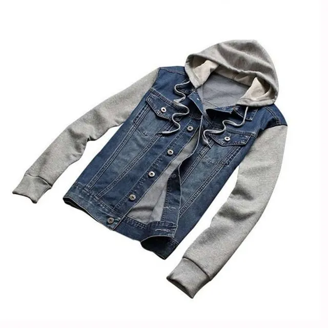 Denim jean jacket with hoodie