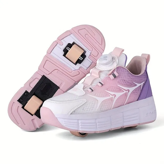 Chaussures unisexes confortables pour enfants et adolescents à roulettes avec boucle tournante