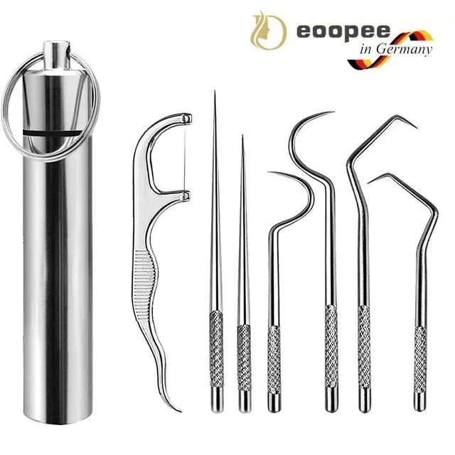Stainless steel toothpick set Dental floss Reusable toothpicks Portable toothpicks Dental floss Toothbrush Oral cleaning