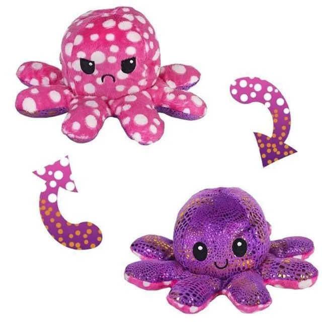 Reversible plush octopus with changing expression