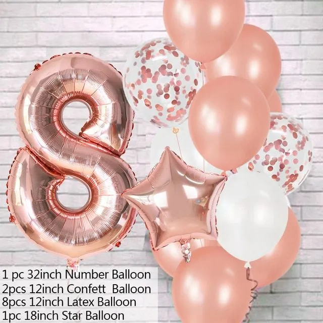 Party balloon set in multiple colours, birthday and anniversary balloons