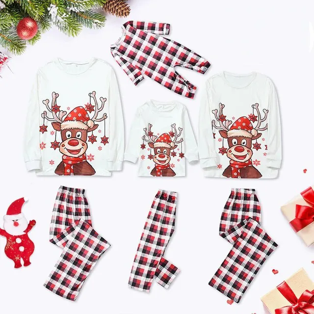 Christmas family pyjamas with a cheerful reindeer print