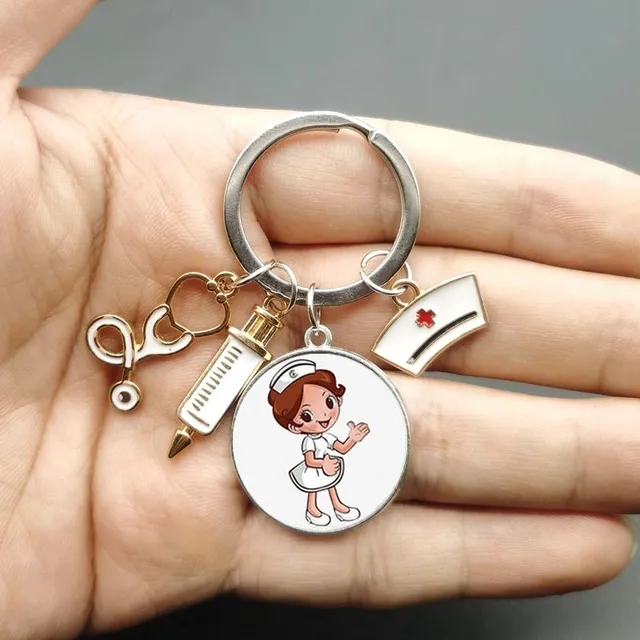 Original keychain with motif of doctors and nurses