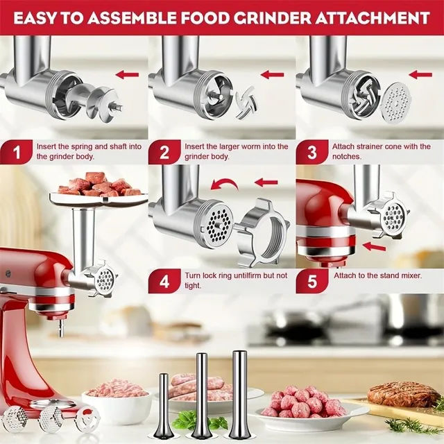 Multifunction KitchenAid extender for kitchen robot: Meat grinder and sausage filler