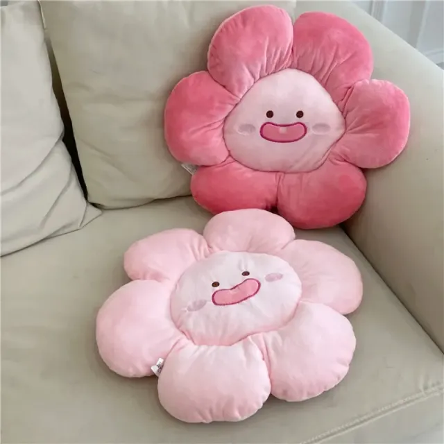 Pink cute pillow shaped bouquet with face - more variants of design, stuffed material