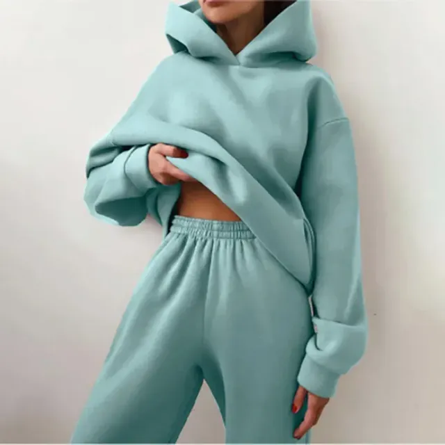 Sweat à capuche pour femme et pantalon de jogging à taille élastique