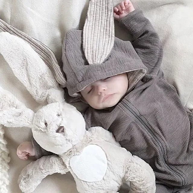 Children's jumpsuit with bunny ears - grey