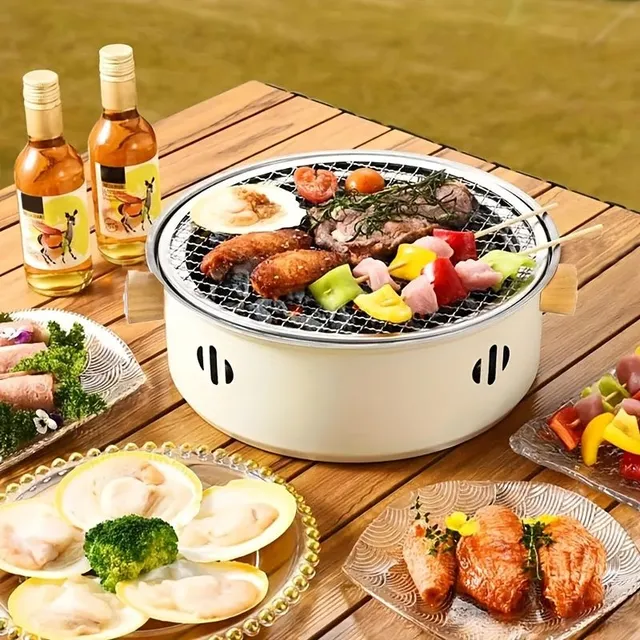 Mini smokeless barbecue for outdoor camping