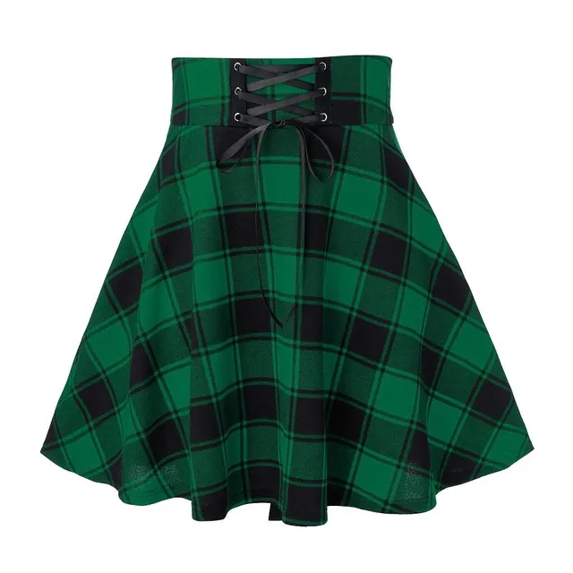 Ladies plaid skirt with lacing