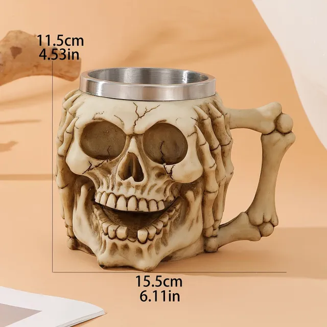 3D skull cup: Halloween, Easter, Oktoberfest, Day of the Dead, Monument Day - Resins and Stainless Steel