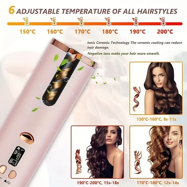 Portable USB Rechargeable Rotary Curve, Accumulator Automatic Curve, Accumulator Automatic Curve Anti-Turn, For Long Hair Ceramic Rotary Roller, Quick Hair Heating, Timing Five-degree Temperature Control, Gifts