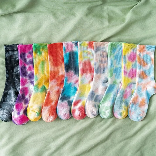 Women's High Socks with Batik motif Rainbow