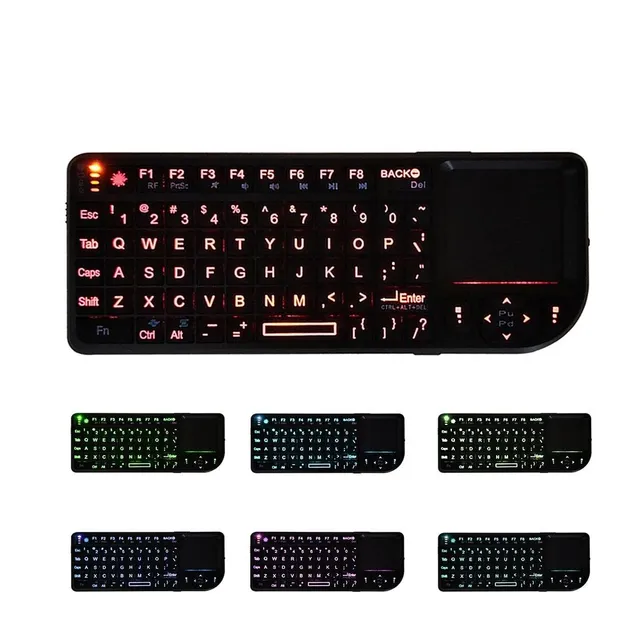Tastatură miniatură wireless iluminată cu touchpad