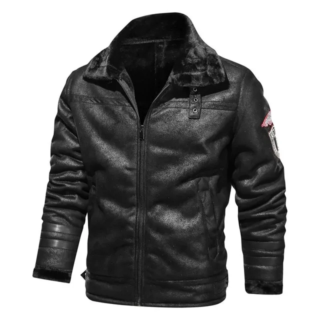 Men's leather jacket with fur Fly