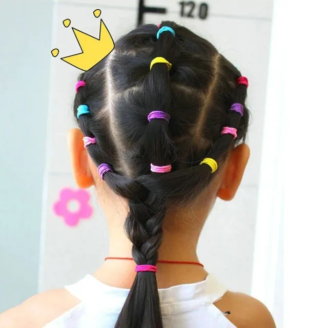 100pcs Cute elastic polyester hair rubber bands for children and girls - Colorful hair accessories