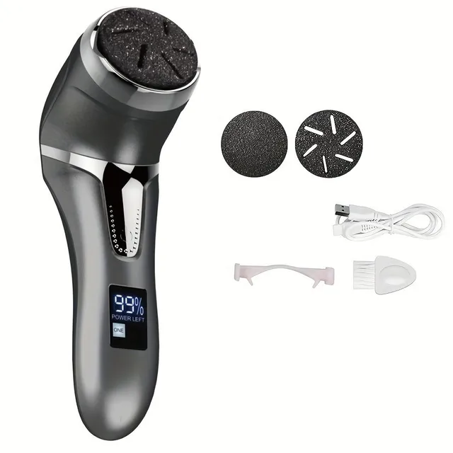 Elektrický pilník na nohy s odsáváním pro odstranění ztvrdlé kůže s 3 nástavci a 2 rychlostmi, LCD displej