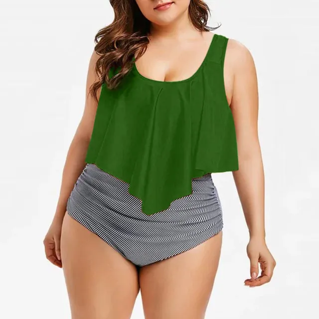 Maillot de bain Tankini taille haute avec imprimé volant