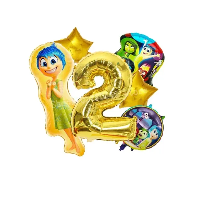 Ensemble de ballons d'anniversaire en aluminium avec numéro - personnages du film Vice-Versa 2