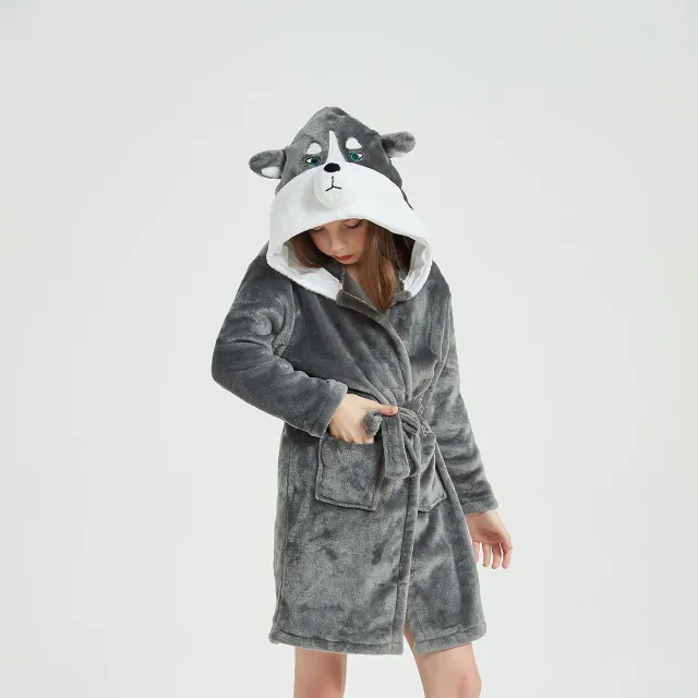 Children's comfortable animal robe with hood