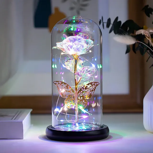 Artificial galaxy pink lamp with butterfly and colored LED lights