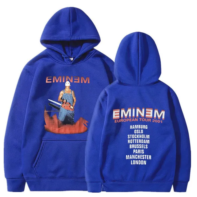 Trends sweatshirt with kangaroo and hood with print of known rapper EMINEM