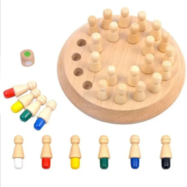 Nowoczesna drewniana zabawka pamięciowa dla dzieci z kolorowym designem