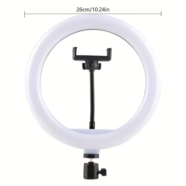 LED circular light with flexible tripod and phone holder