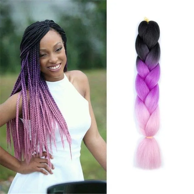 Multicoloured kanekalon hair in braids - multiple colours