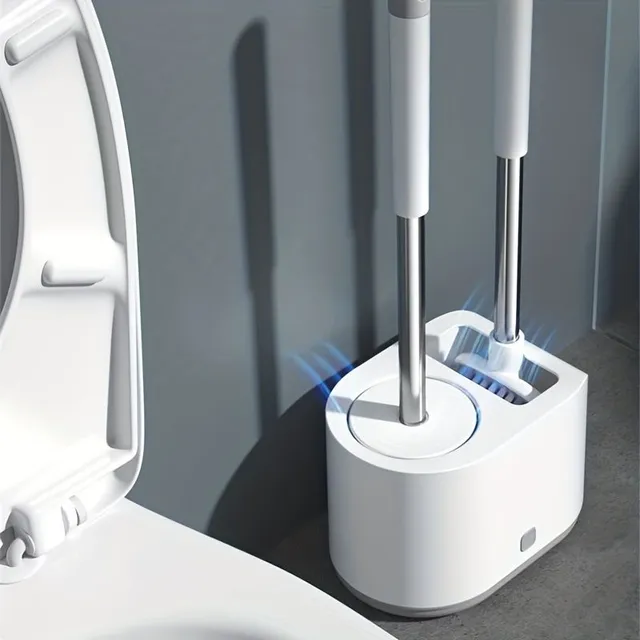 1 sada Nástěnný držák toaletní štětky se silikonovým kartáčem