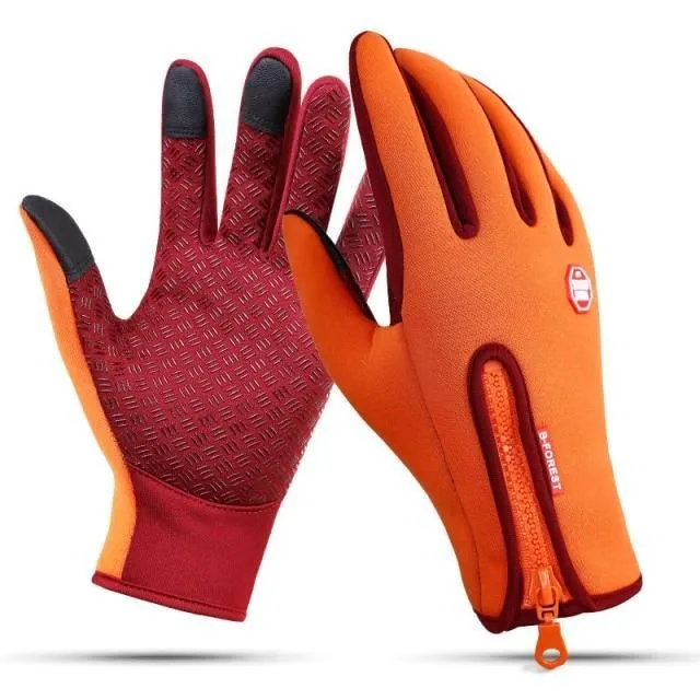 Windproof winter gloves orange s