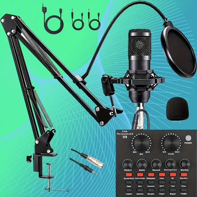 Zestaw mikrofonowy BM800 Studio do podcastów i transmisji na żywo: mikrofon