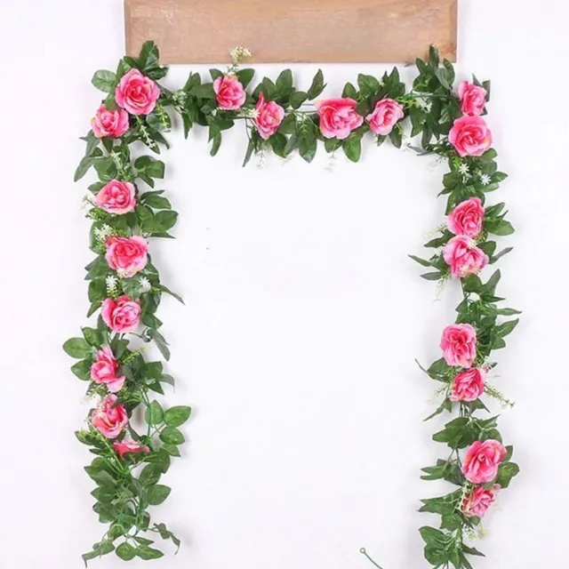 Hanging artificial flowers - garland with roses