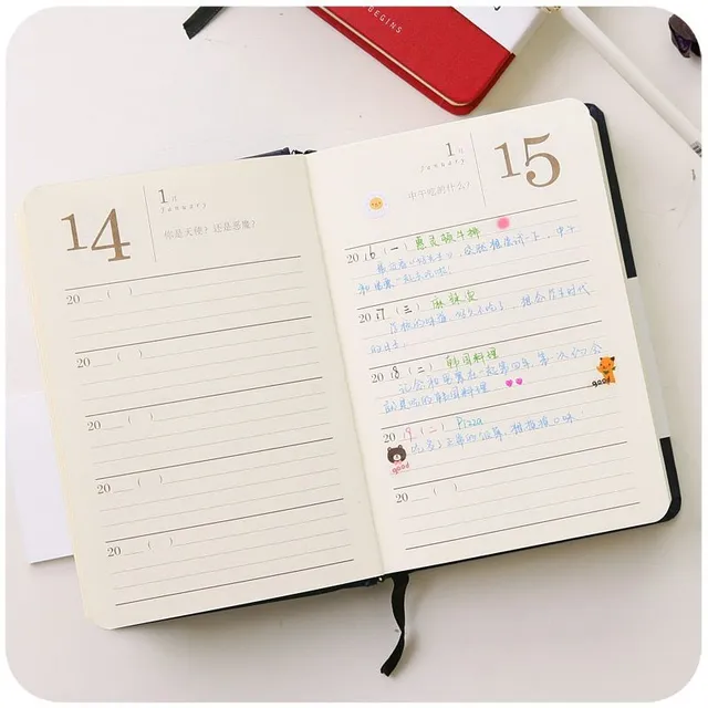 Original modern monochrome minimalist diary for three years with rubber band - more colors