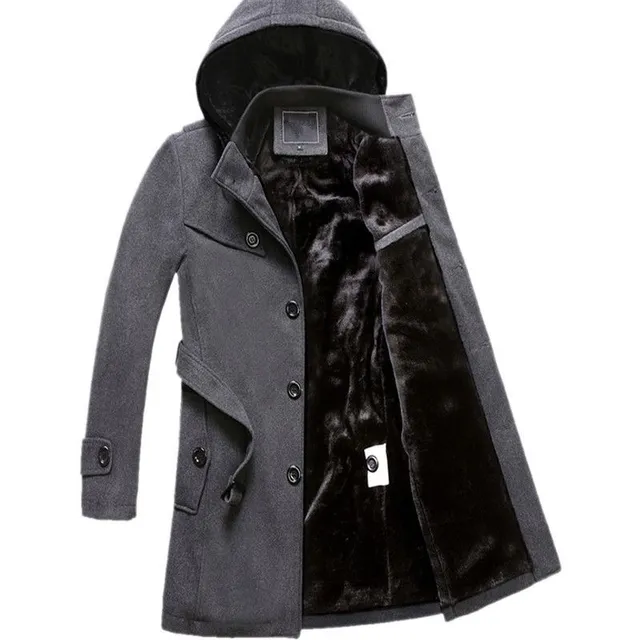 Men's long coat with fur - 2 colours