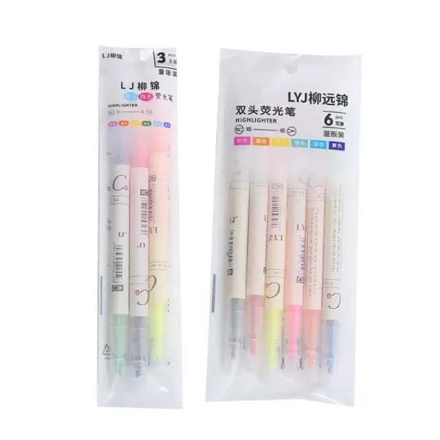 Set of 36 highlighters in 6 colors for creative writing and decorative marking