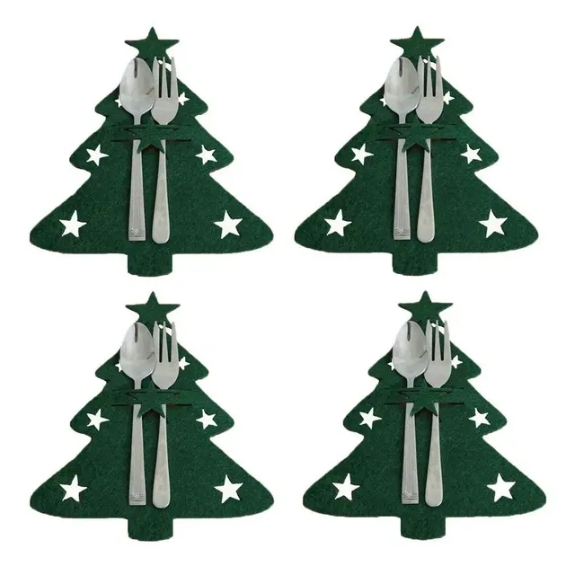 Étui à couverts de Noël - arbre 4 pcs V130