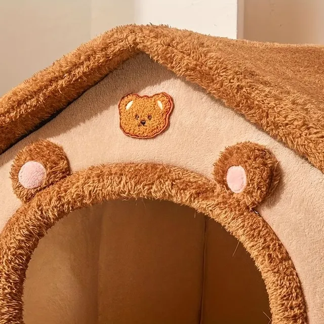 1ks Pet Bed House pre psy, Odnímateľný a umývateľný pes Kennel House, Zimný teplý pes Posteľ mäkké a pohodlné šteňa jaskyne hniezda
