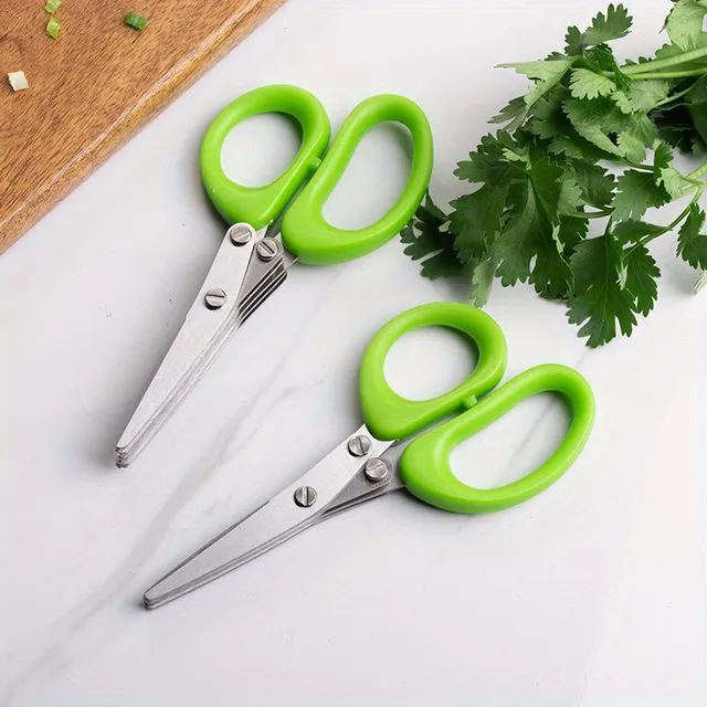 Herb scissors with 5 blades - multifunctional kitchen scissors for vegetables, algae and spices