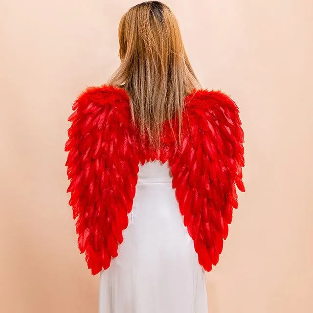 Black Red Pink nebo White Angel Feather Wings