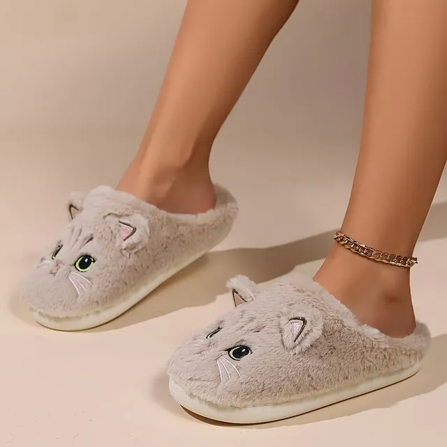 Chaussons en Peluche de Chat Adorables - Douillet Compagnon pour un Hiver Réconfortant