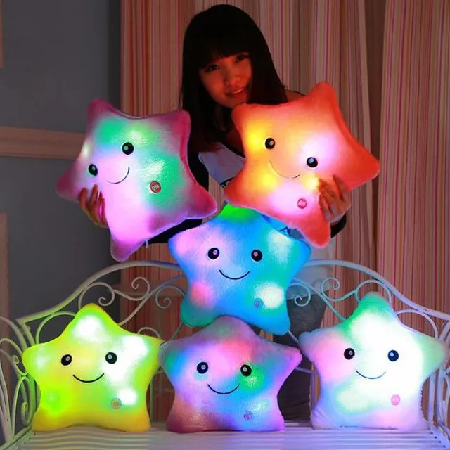 LED star-shaped plush pillow - 5 colours