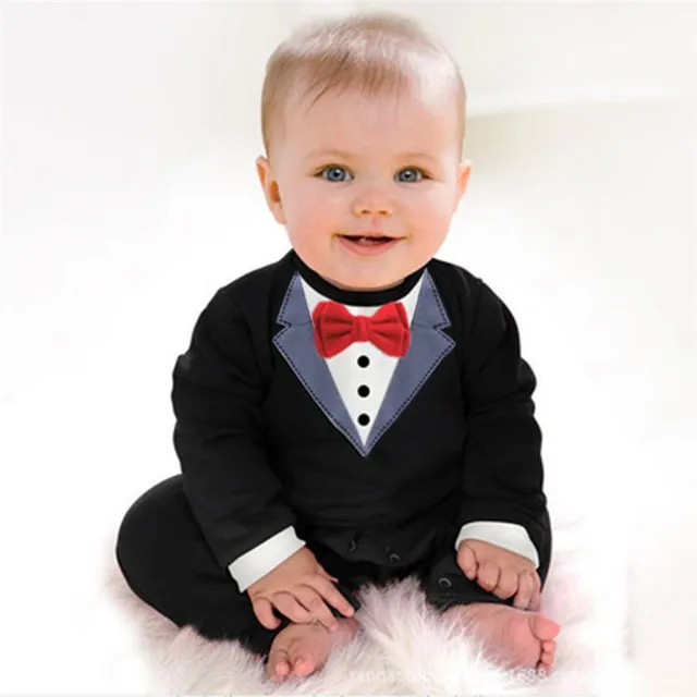 Suit with bow tie