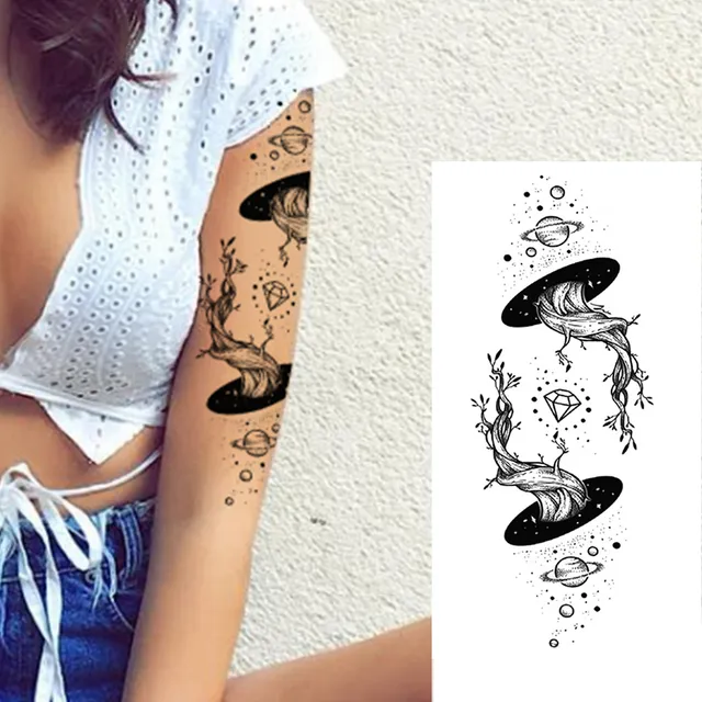 Women's waterproof fake tattoo on upper arm