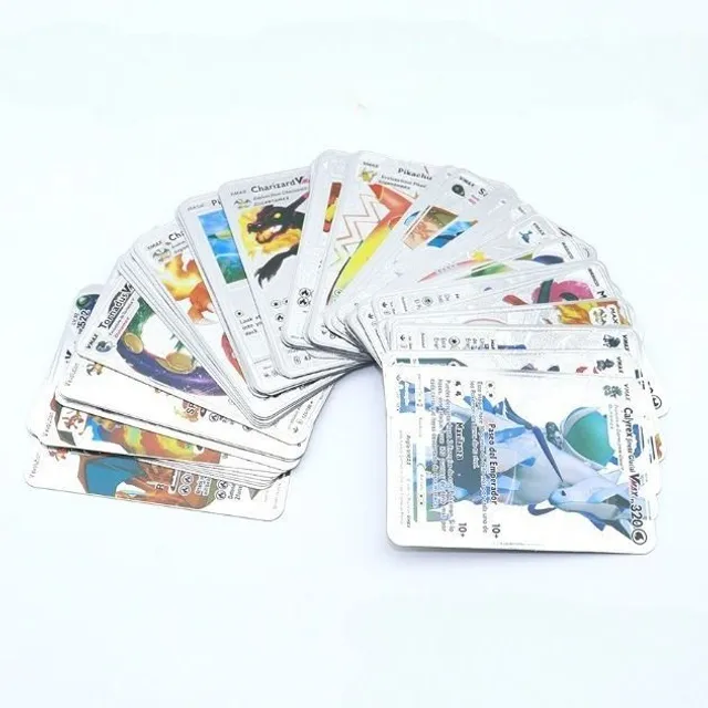 Sběratelské metalické karty Pokémon - 27 karet v balení 27pcs English silver