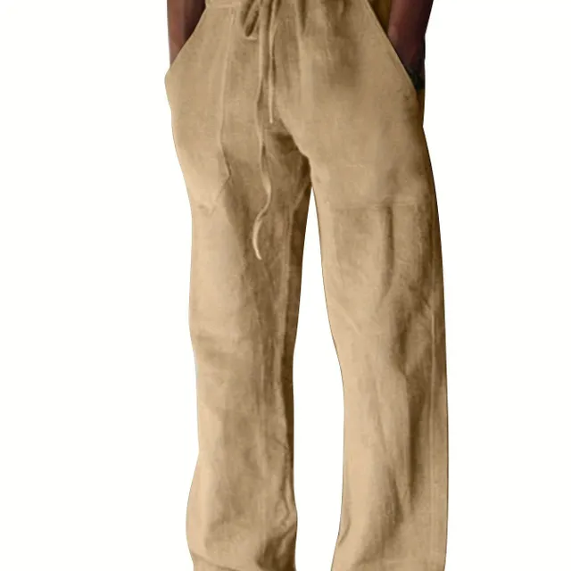 Pantaloni de bumbac pentru bărbați cu croială largă, monocromi, cu picioare largi, ușori, potriviți pentru primăvară, vară, fitness și yoga