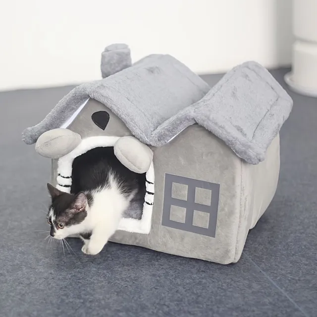 House For Cats, Suitable for Kittens, Comfortable and Washable Cat Cot, Equipped with Detachable Plywood Pillow