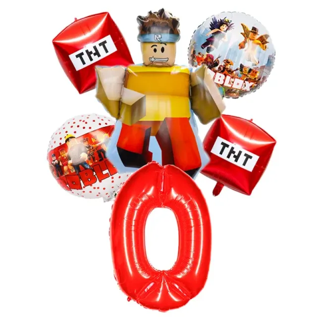 Stylish set of birthday balloons in the performance of popular characters from Minecraft