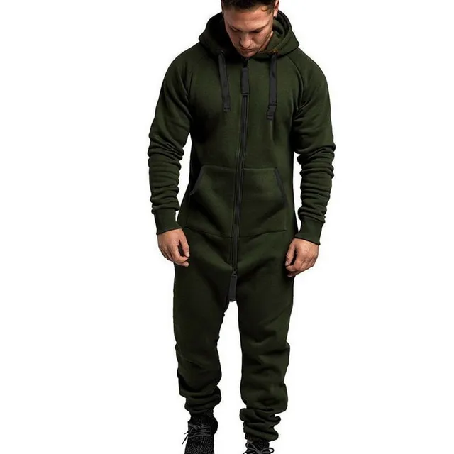 Men's solid colour zipped jumpsuit